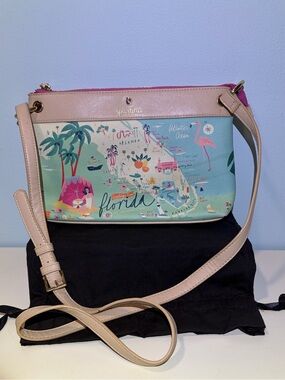 Spartina 449 Florida Map Crossbody Bag - Mint and Beige